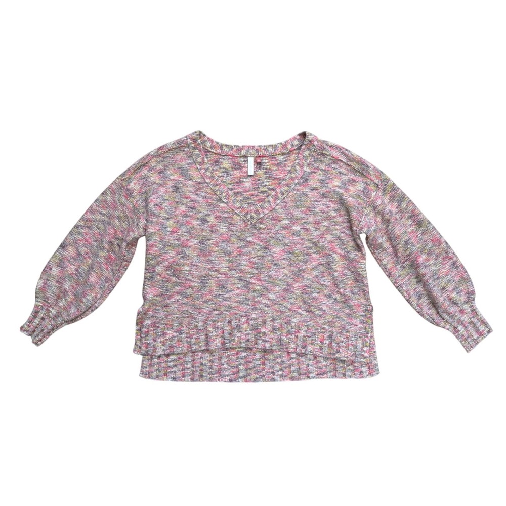Anthropologie Pilcro Space Dye V-Neck Knit Sweater Pink wool blend Medium boho